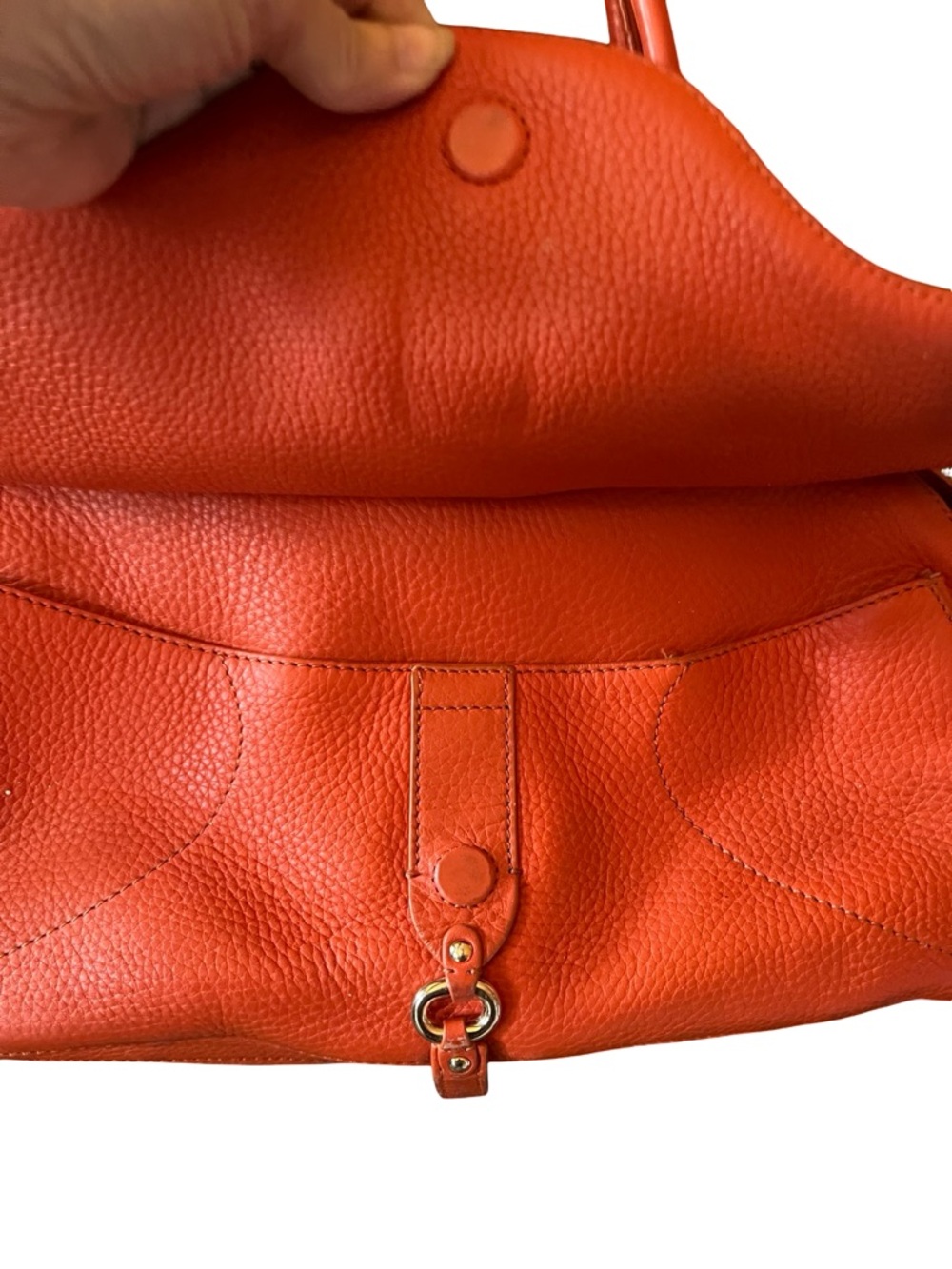 Cole Haan Orange Pebbled Leather Shoulder Bag - Picture 7 of 12
